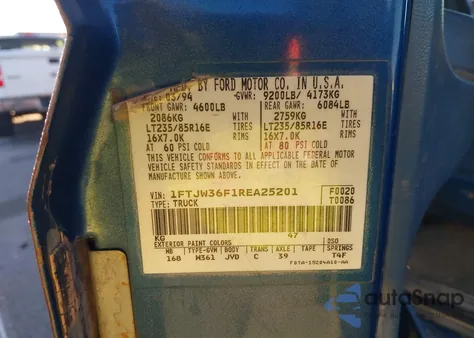 1994 Ford F350 из США, поврежденный, VIN 1FTJW36F1REA25201